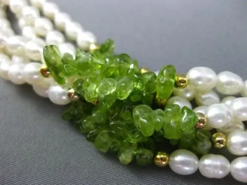 ESTATE LONG FRESH WATER PEARL 14K GOLD PLATED & SILVER MULTI GEM NECKLACE #25367