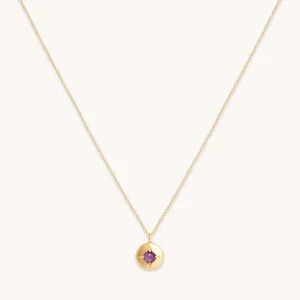 February Amethyst Birthstone Necklace in Solid Gold