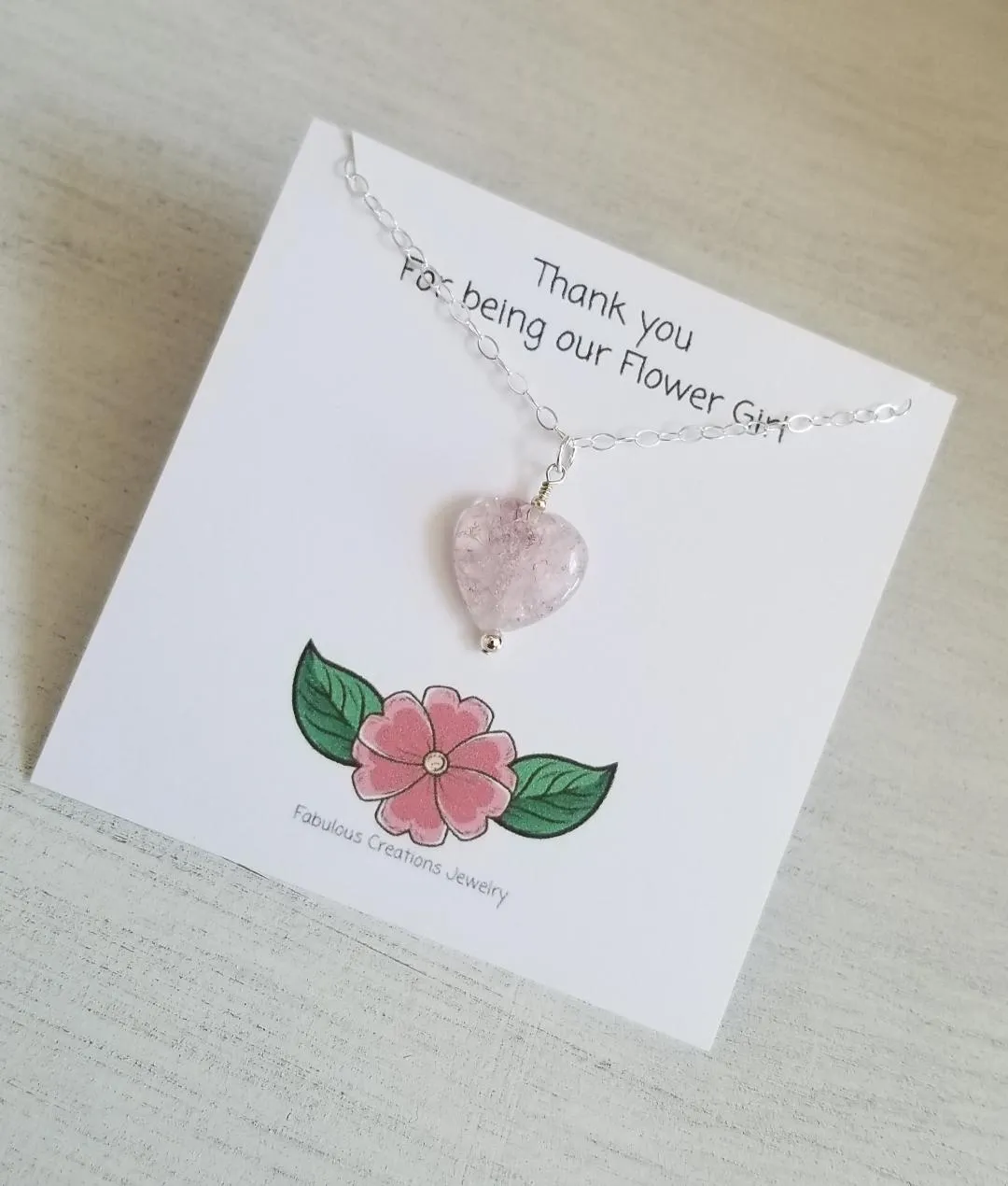 Flower Girl Gift, Heart Necklace