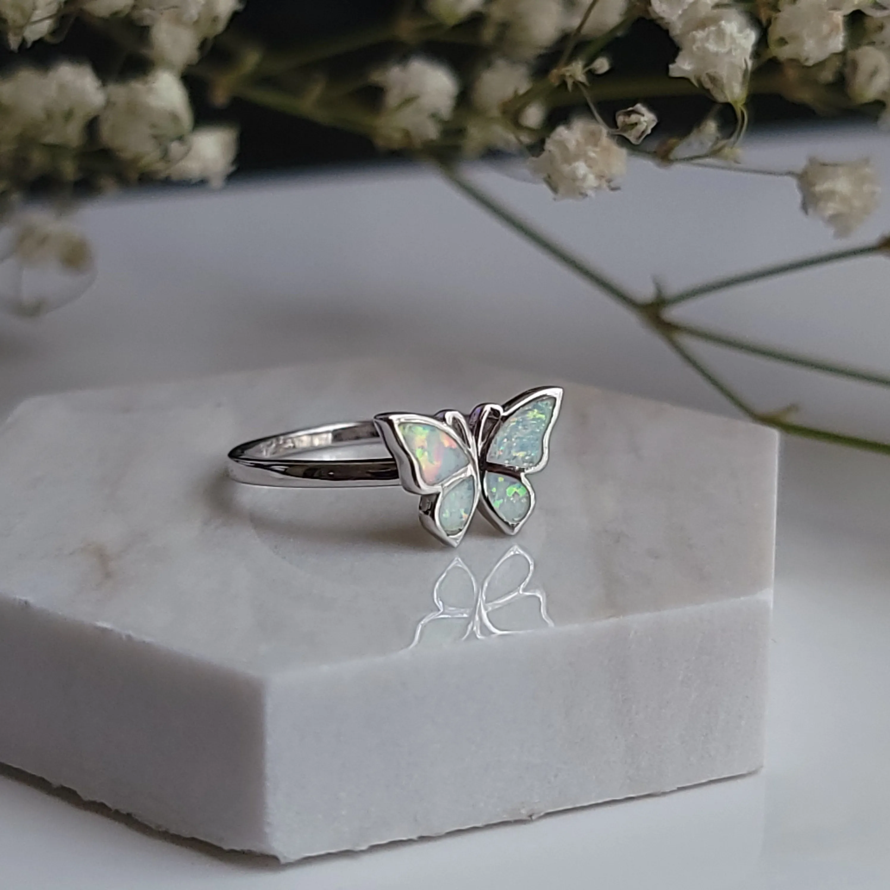 Flutter - Butterfly Opal Ring Sterling Silver
