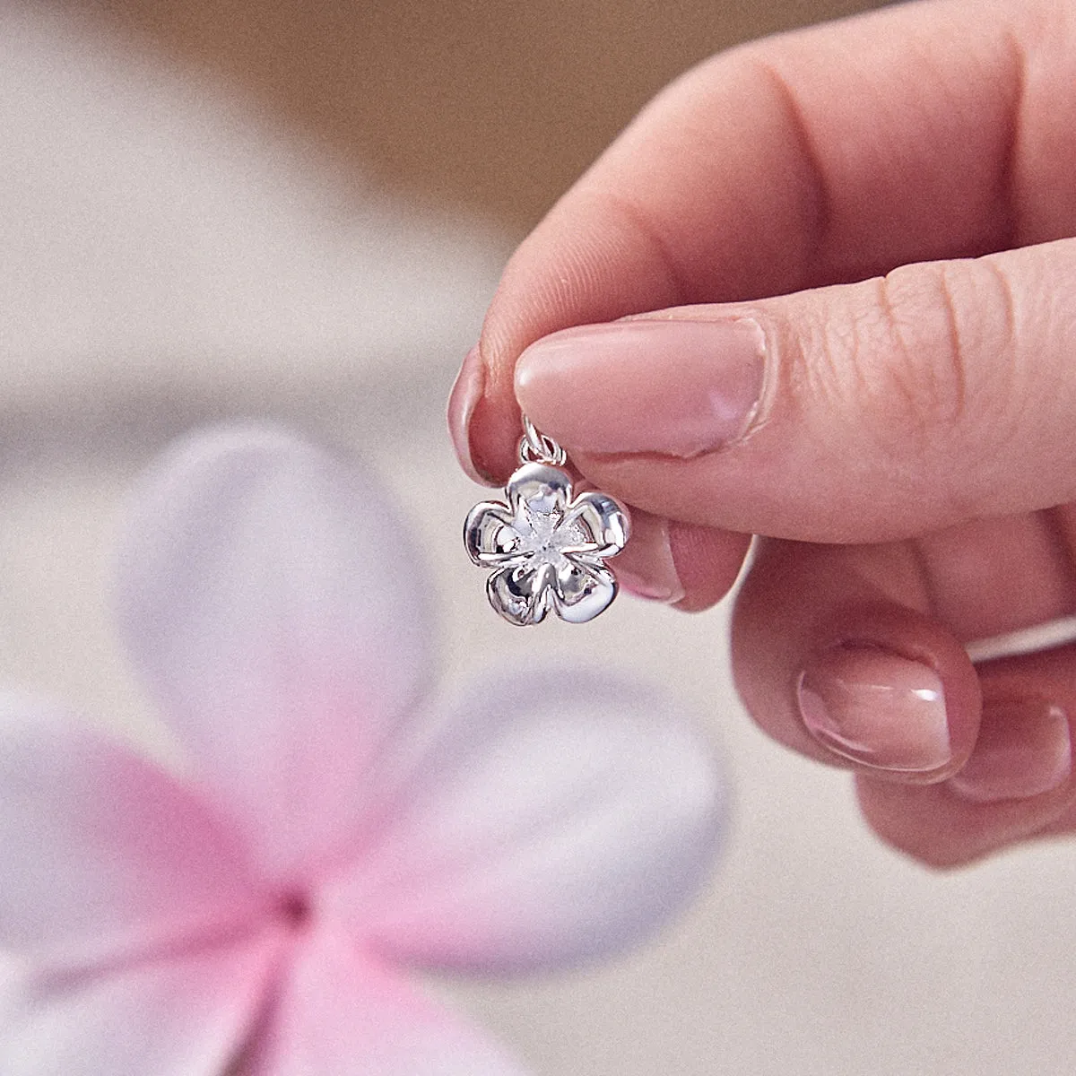 Frangipani Flower Silver Charm