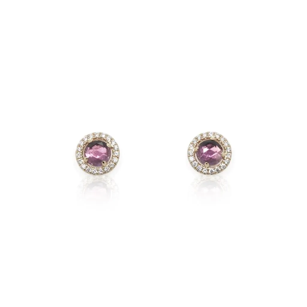 Gabriel & Co. 14k Yellow Gold Amethyst and Diamond Earrings