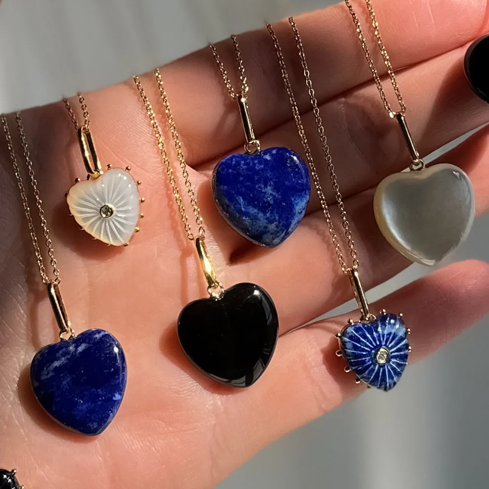 Gemma Lapis Heart Necklace