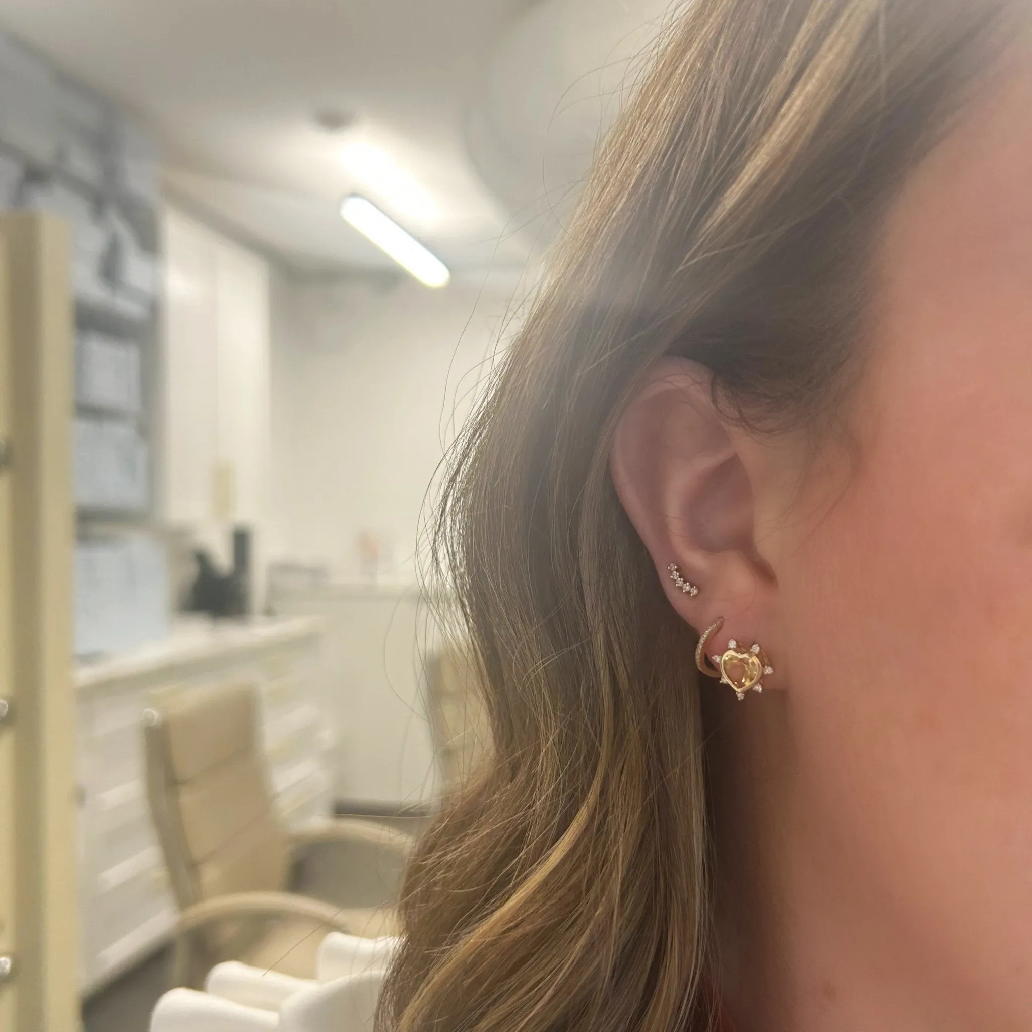 Gemstone & Diamond Heart Studs