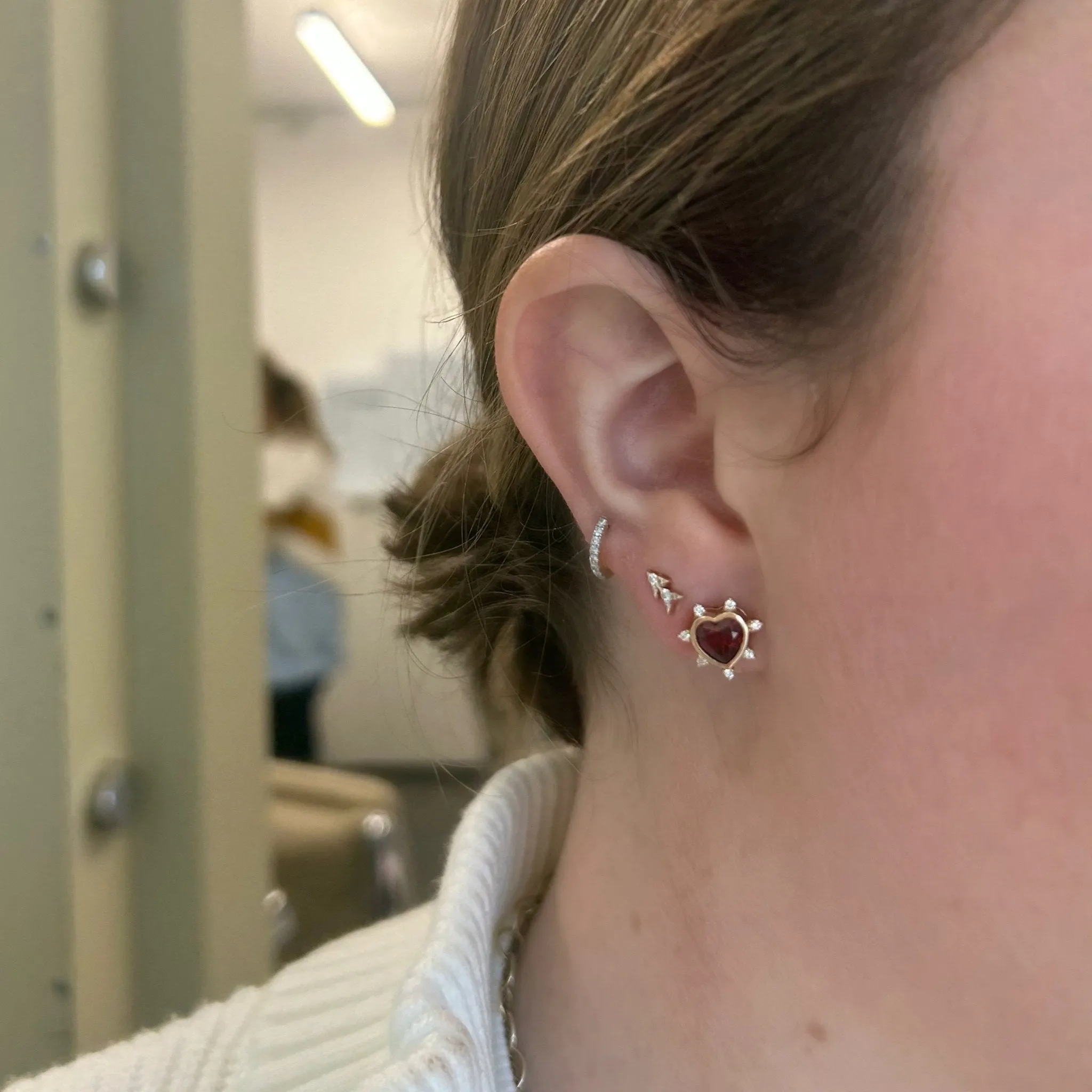Gemstone & Diamond Heart Studs