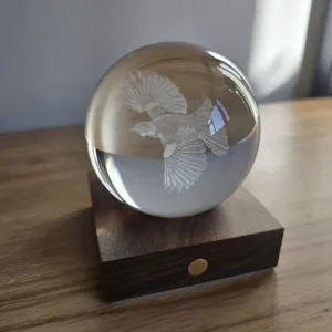 Gingko Amber Crystal Light 3D Laser Engraved Tui