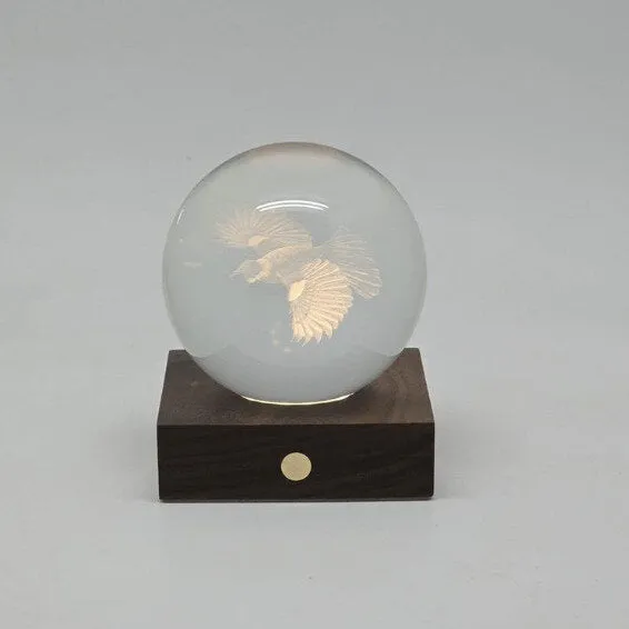Gingko Amber Crystal Light 3D Laser Engraved Tui