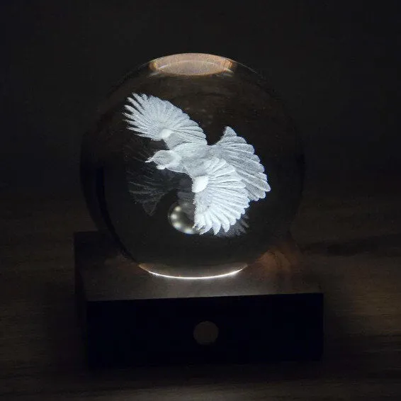 Gingko Amber Crystal Light 3D Laser Engraved Tui