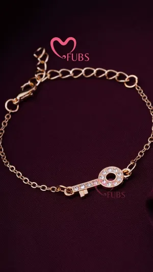 Gold and Diamond Key Charm Cuff