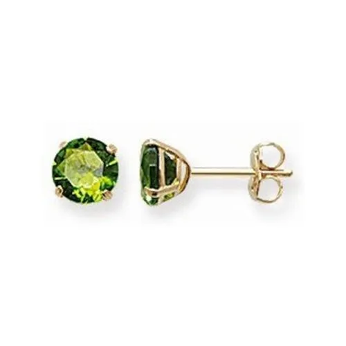 Gold August Birthstone Stud Earrings