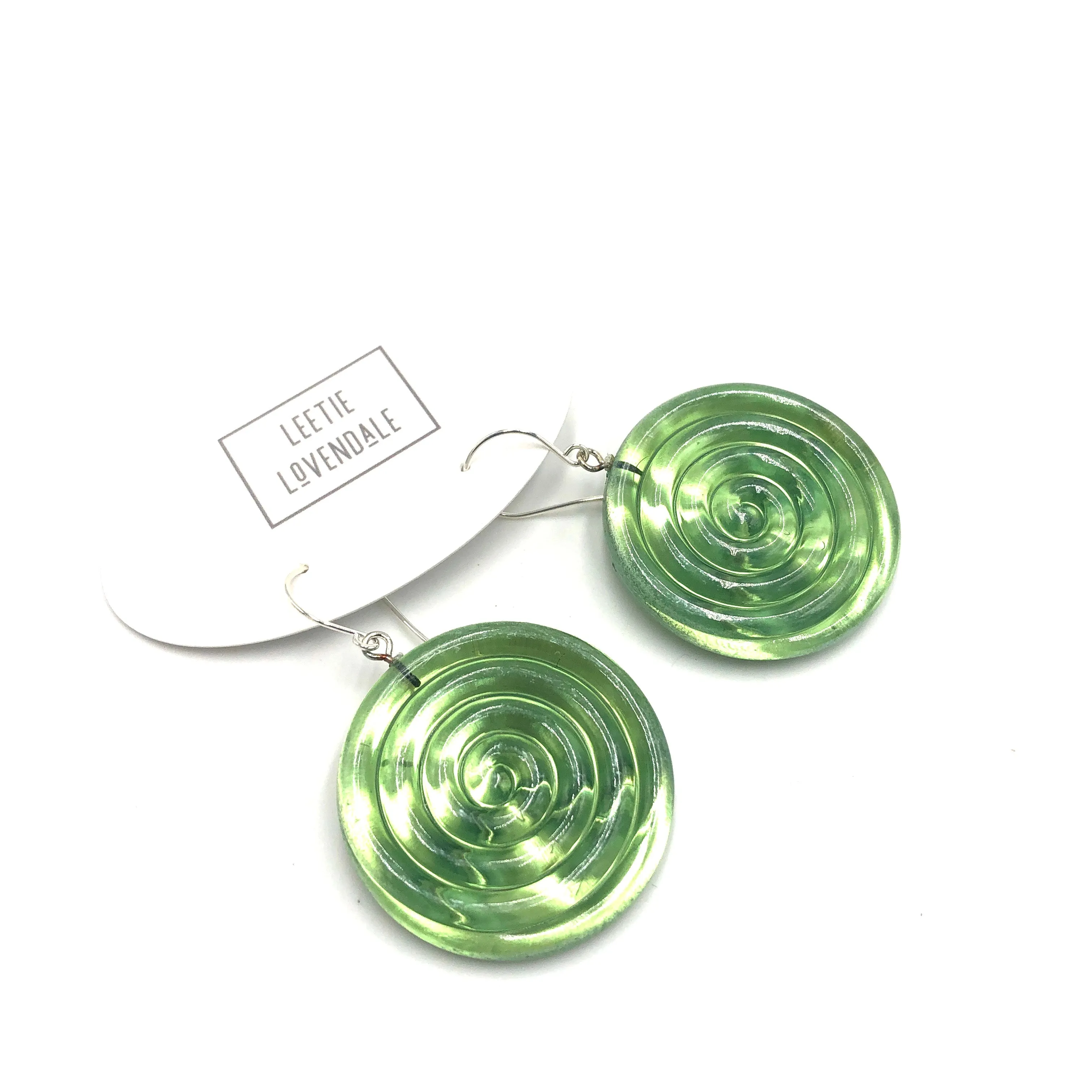 Green & Glow Spiral Drop Earrings