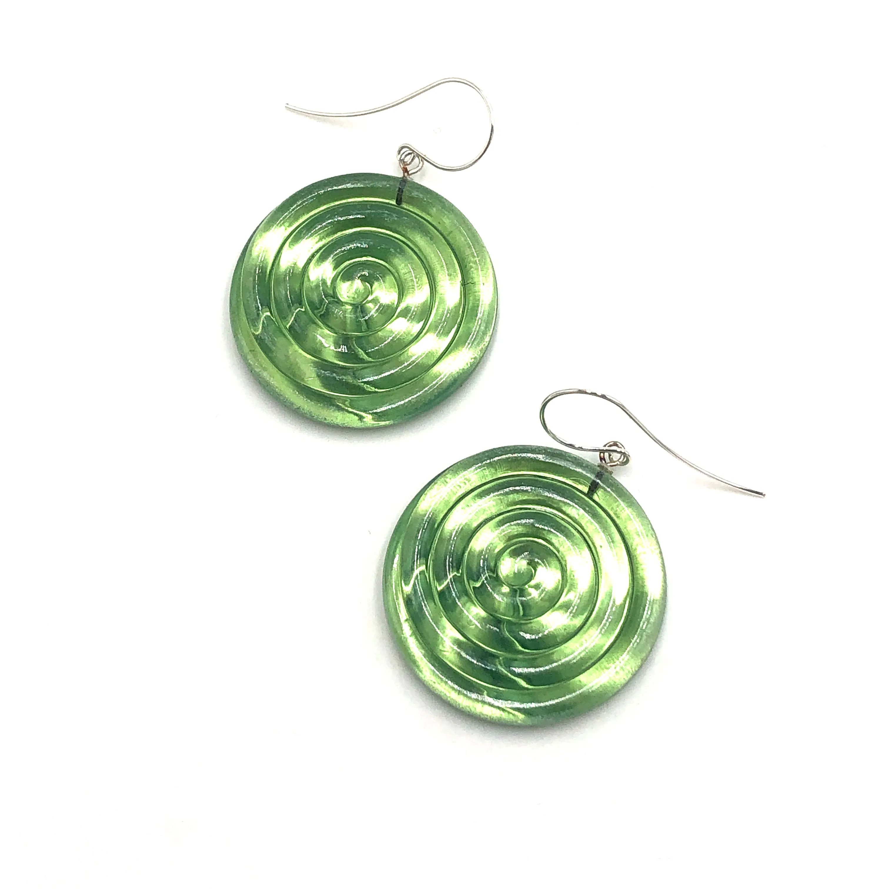 Green & Glow Spiral Drop Earrings