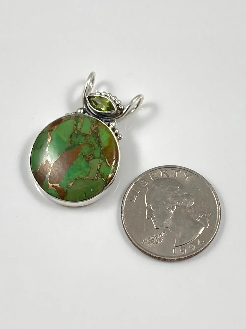 Green Copper Turquoise & Peridot Pendant