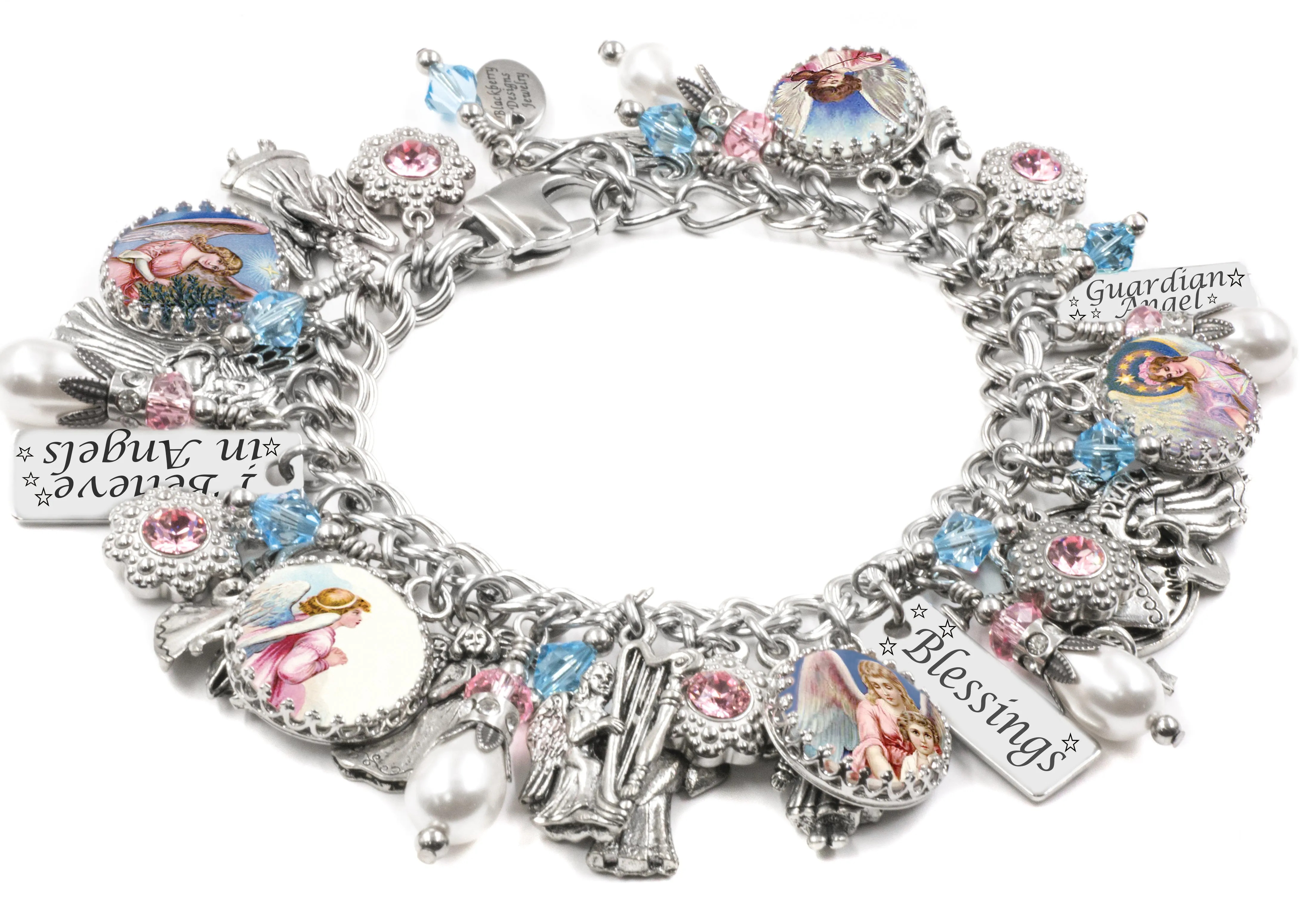 Guardian Angel Charm Bracelet with Pearls