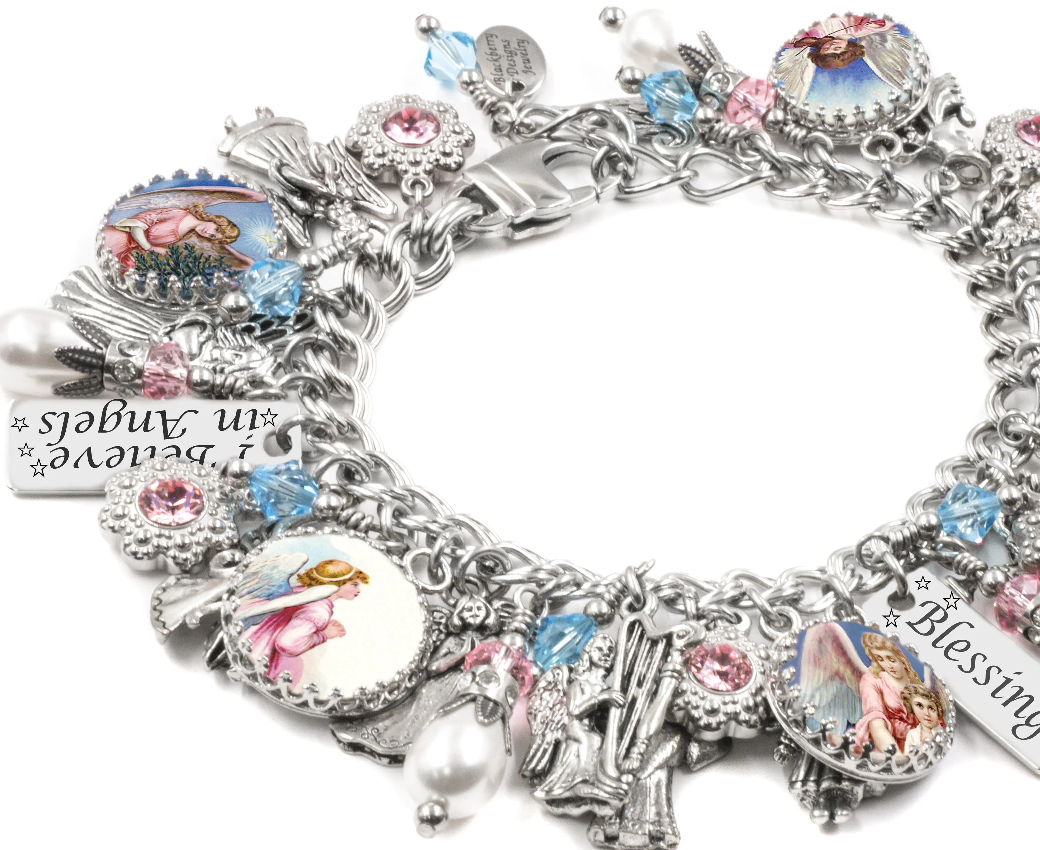 Guardian Angel Charm Bracelet with Pearls