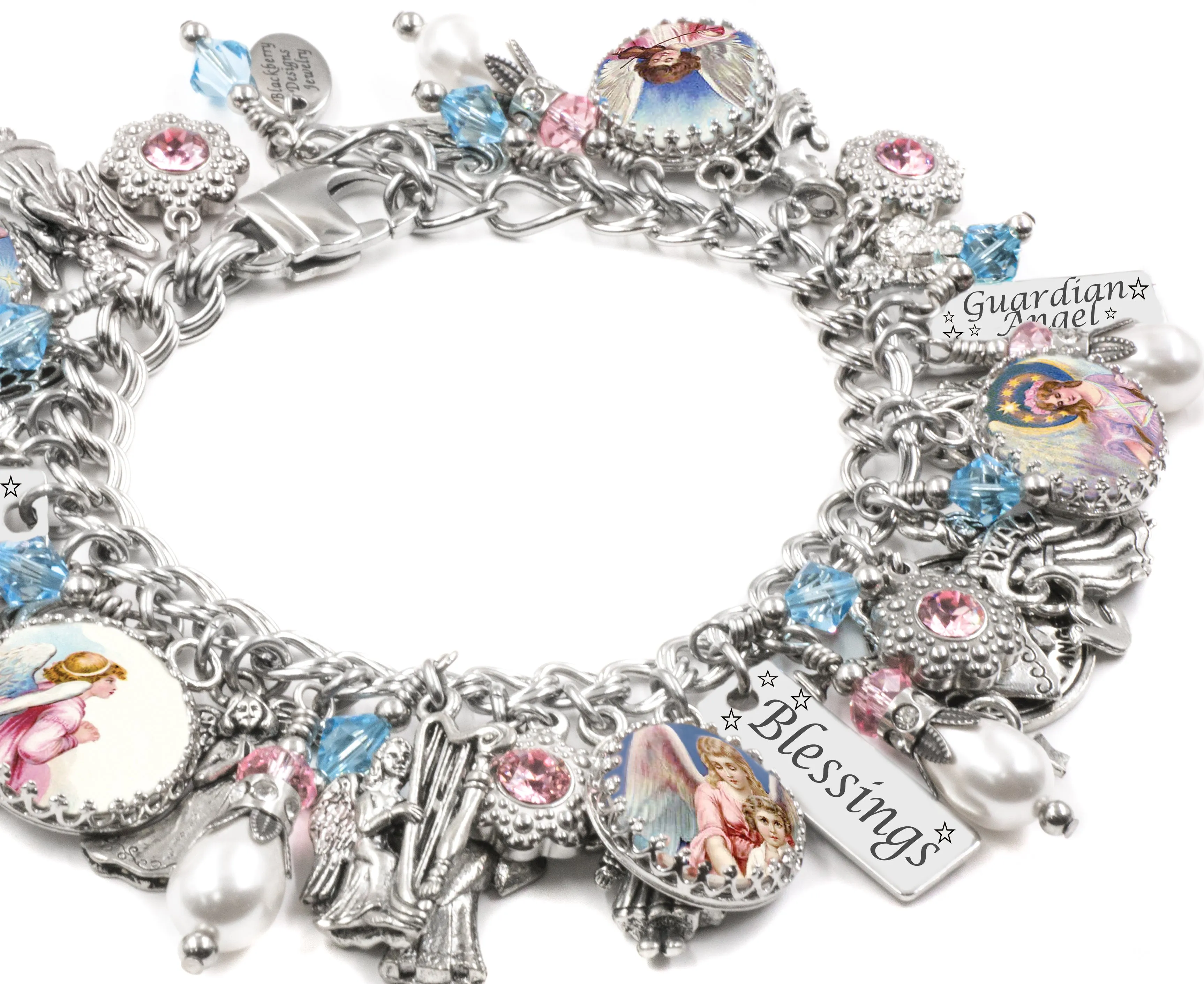 Guardian Angel Charm Bracelet with Pearls