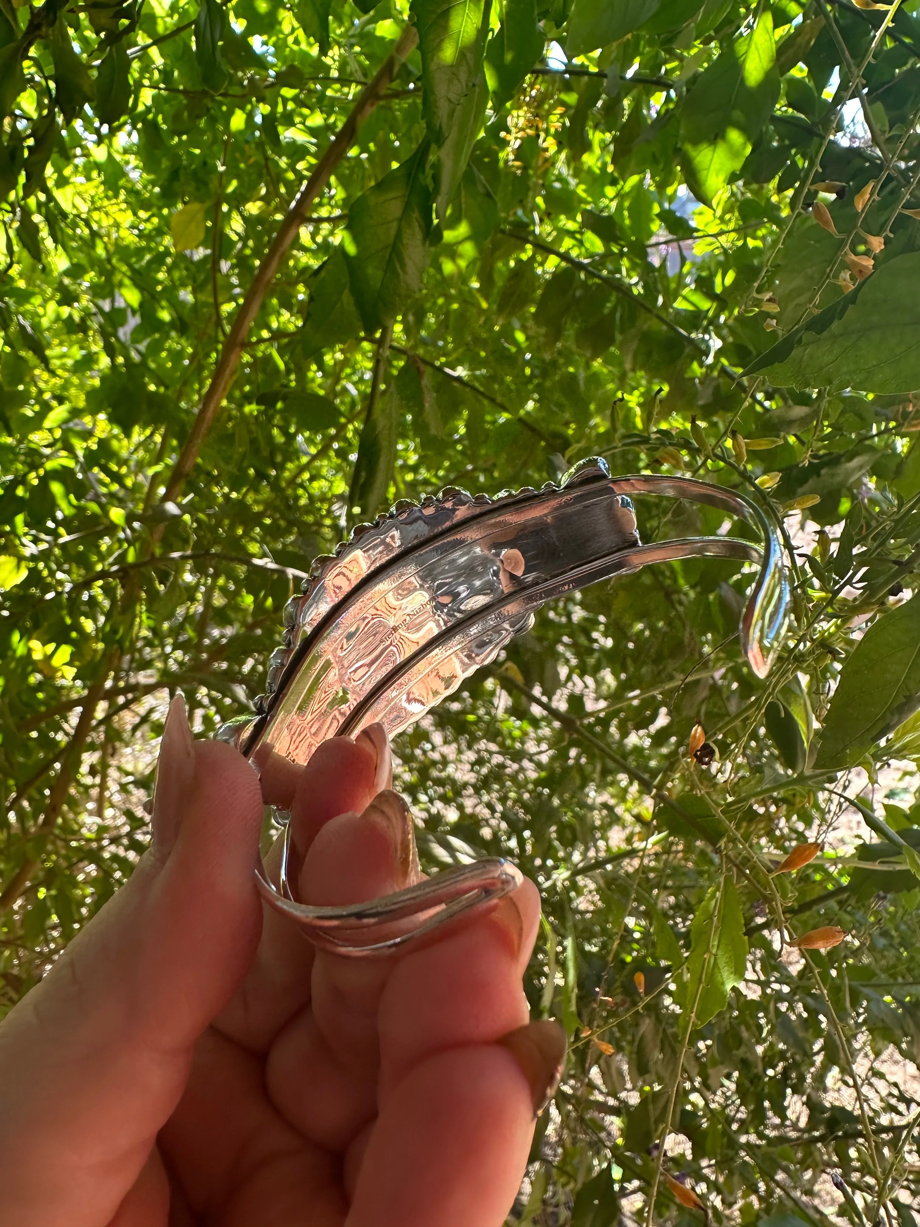 Handmade Sterling Silver & White Buffalo Cluster Cuff Bracelet Signed Nizhoni