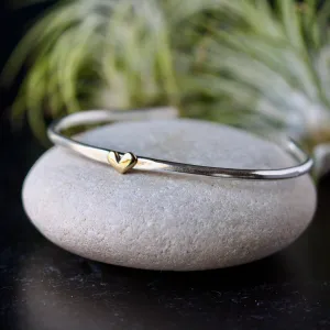Heart Stacking Cuff bracelet sterling silver and golden bronze