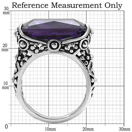 High polished (no plating) Stainless Steel Ring with AAA Grade CZ in Amethyst for Women Style TK015