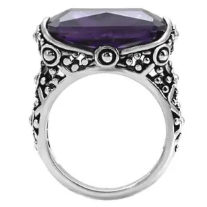 High polished (no plating) Stainless Steel Ring with AAA Grade CZ in Amethyst for Women Style TK015