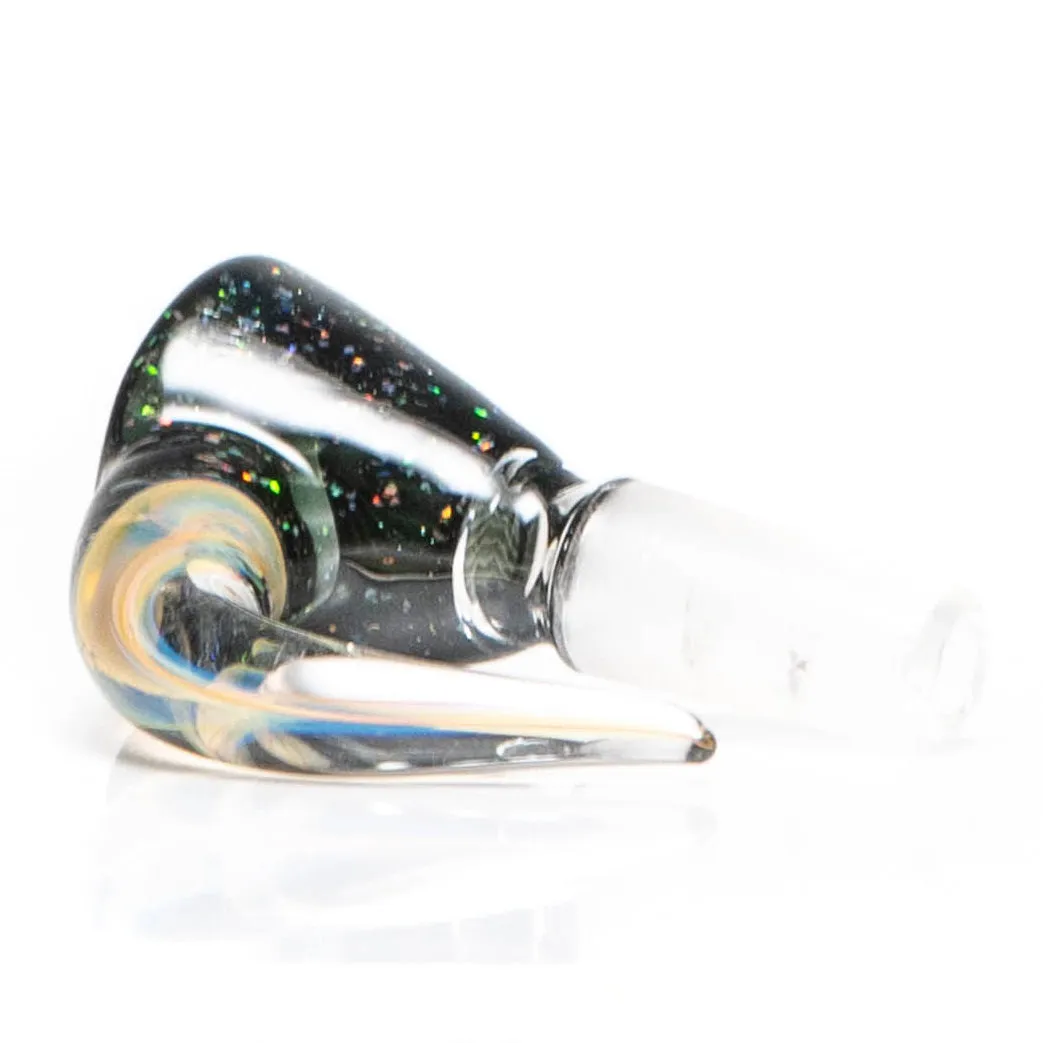 Jakers Glass - Worked Mini Beaker - Crushed Opal & Rainbow Linework