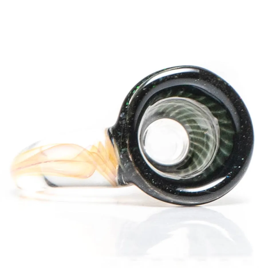 Jakers Glass - Worked Mini Beaker - Crushed Opal & Rainbow Linework