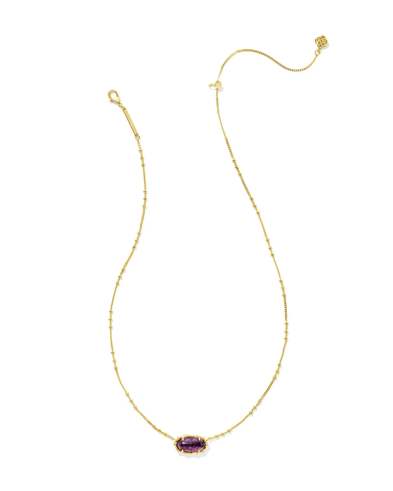 Kendra Scott Elisa Gold Bamboo Frame Short Pendant Necklace in Dark Purple Amethyst