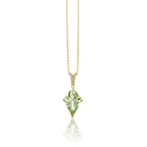 Kite-Shaped Green Quartz and Diamond Necklace by Lisa Nik