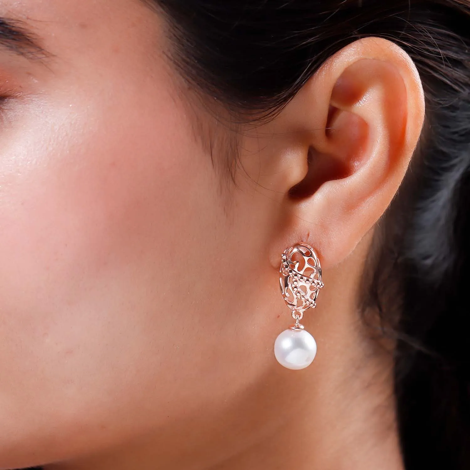 Lace & Lattice Pearl Drop Earrings