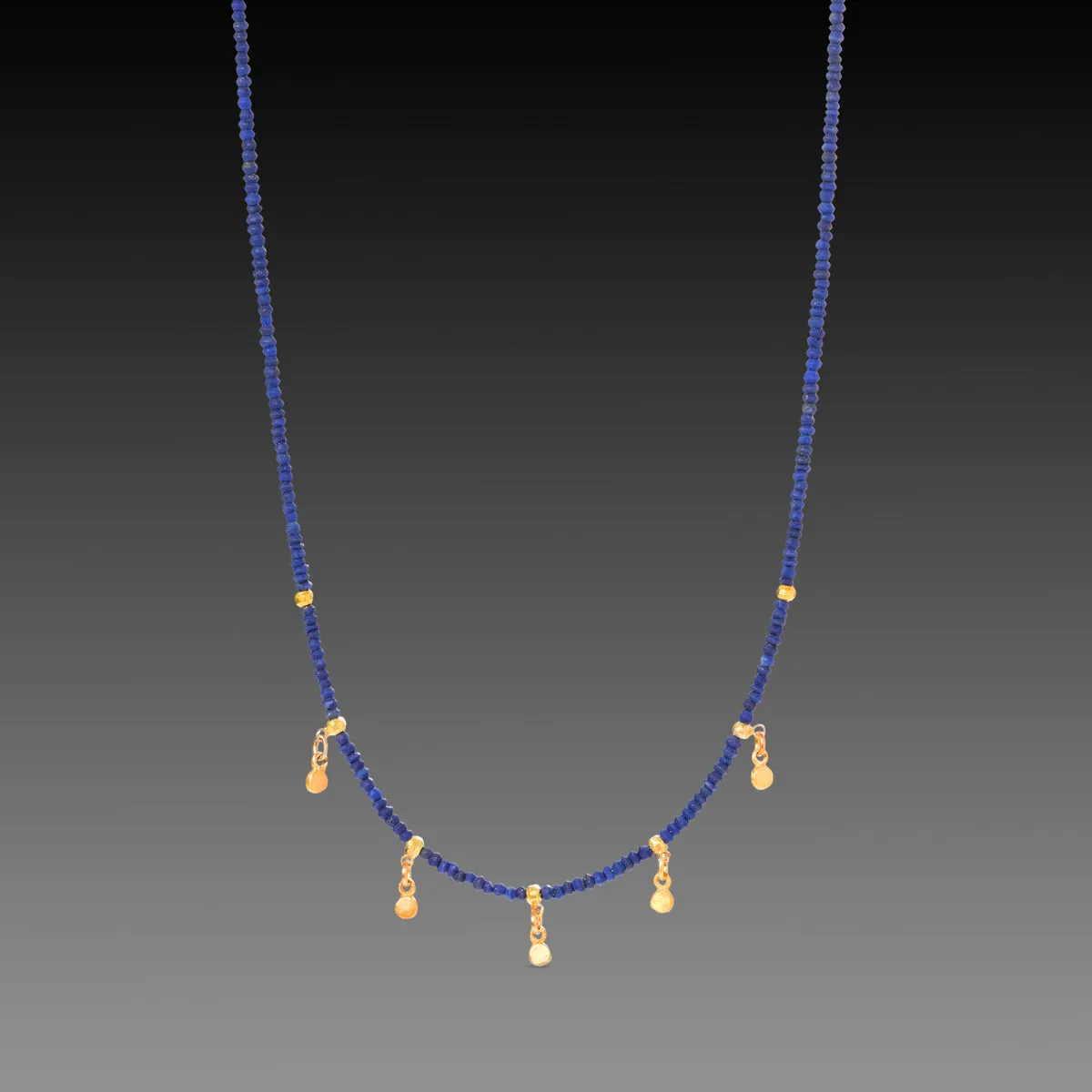 Lapis & Gold Drops Necklace