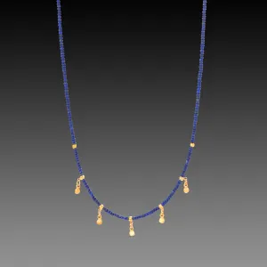Lapis & Gold Drops Necklace