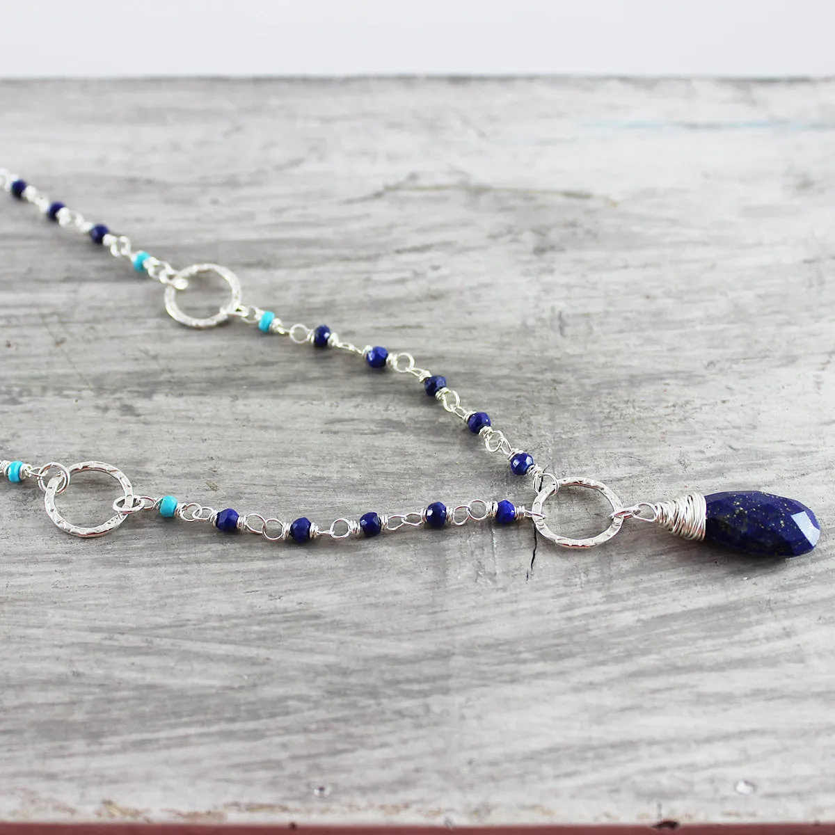 Lapis and Turquoise Sterling Silver Necklace - As Worn on The Vampire Diaries