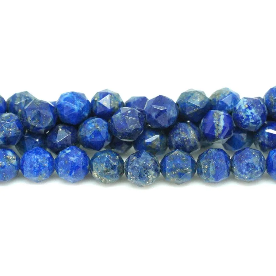 Lapis Diamond Cut, Double Heart 8mm Star Cut - 15-16"