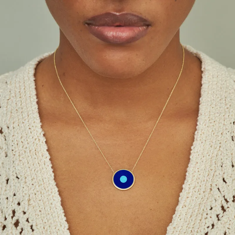 Lapis Inlay Evil Eye Necklace