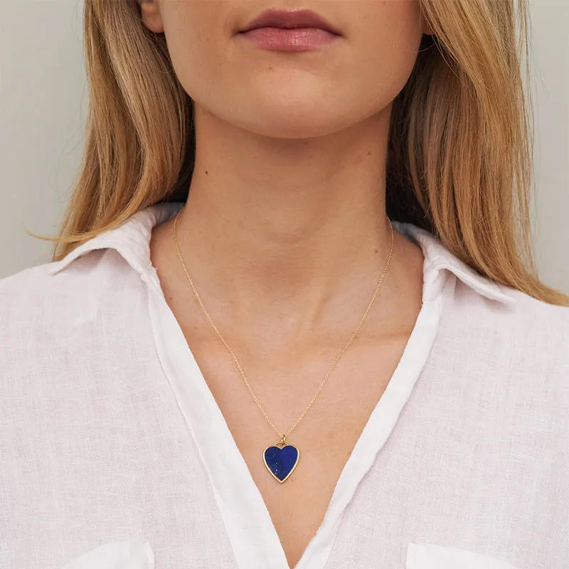 Lapis Inlay Heart Necklace