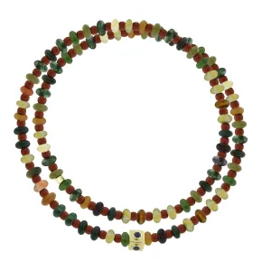 Lego Cube with Sapphires on Double Wrap Gemstone Bead Bracelet