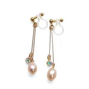Light orange freshwater pearl invisible clip on earrings