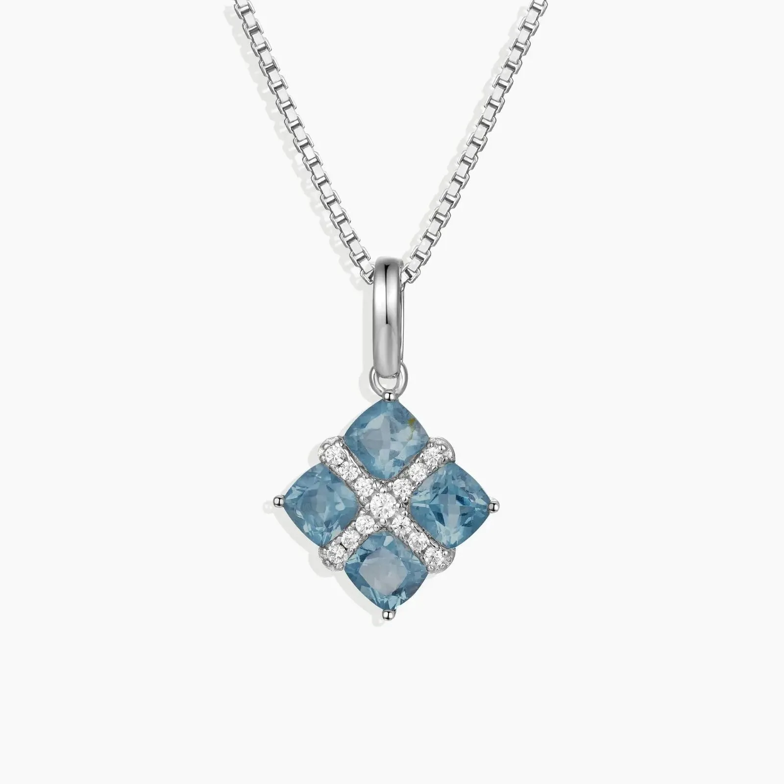 London Blue Topaz Infanta Charm Necklace in Sterling Silver