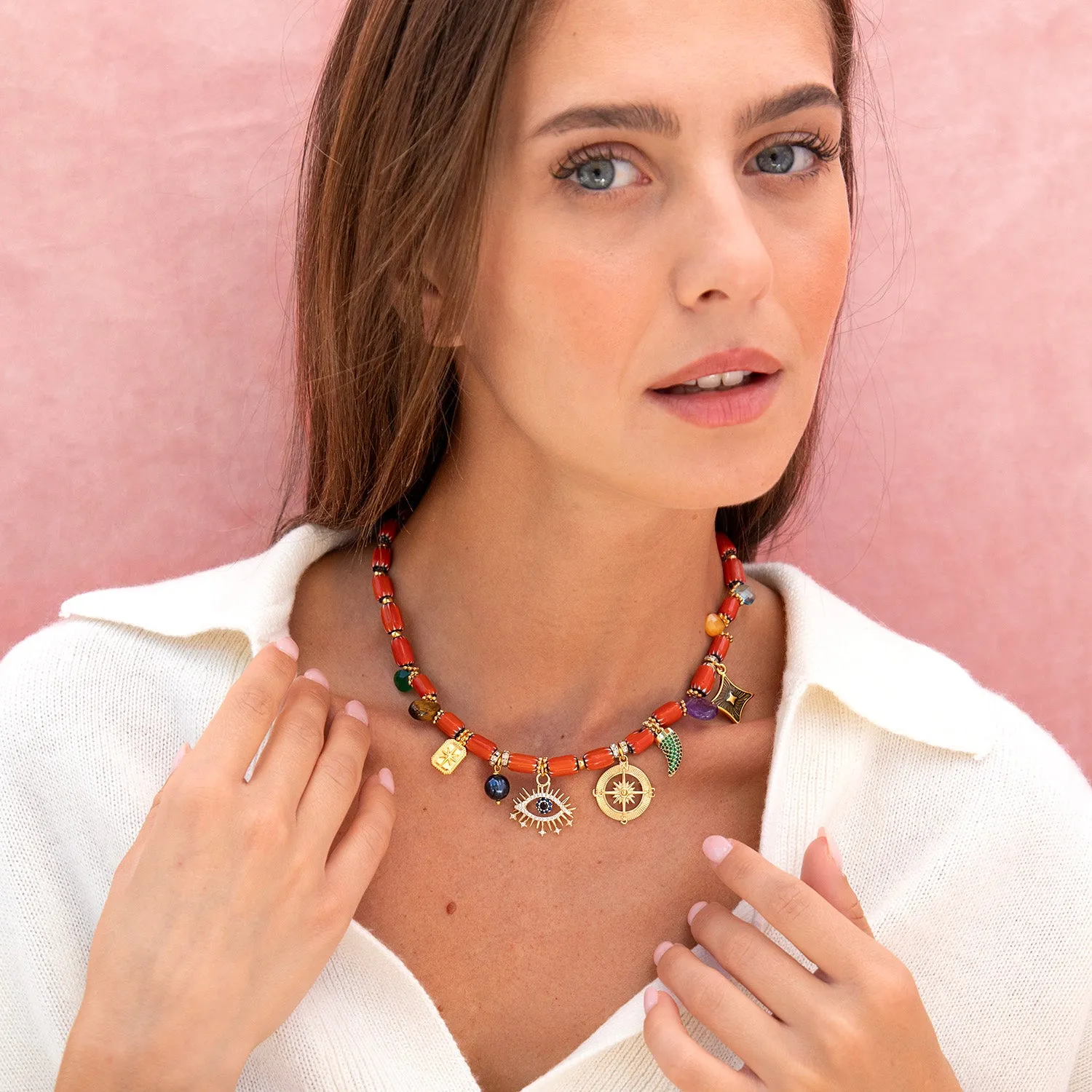 Lucilla Orange Short Necklace