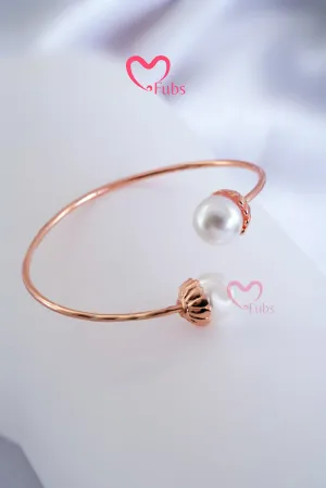 Lustrous Pearl Gold Bracelet Cuff