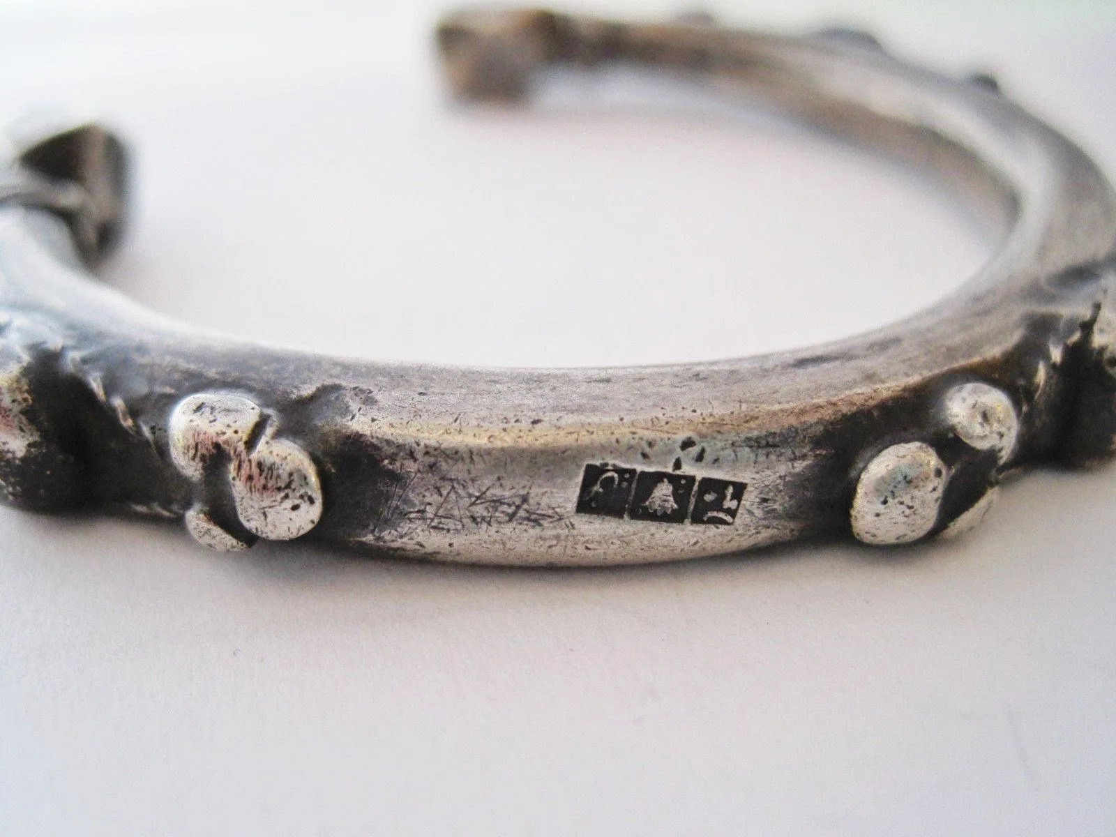 Matching Pair of Small Nubian Silver Currency Bracelets