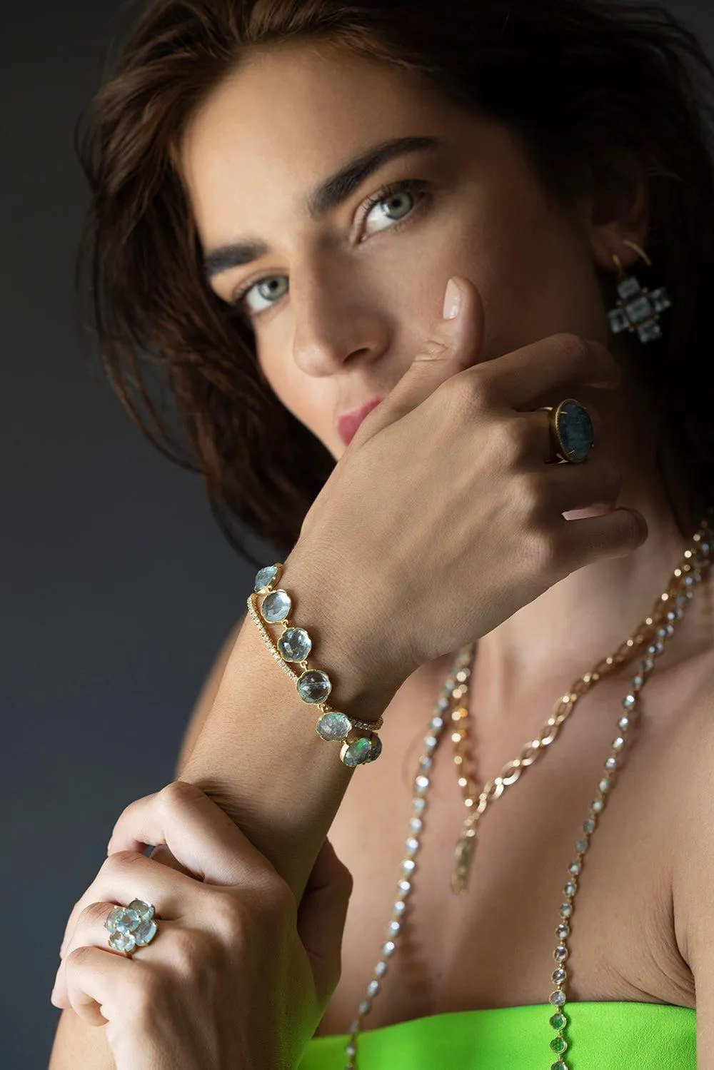Medium Aquamarine Classic Link Bracelet