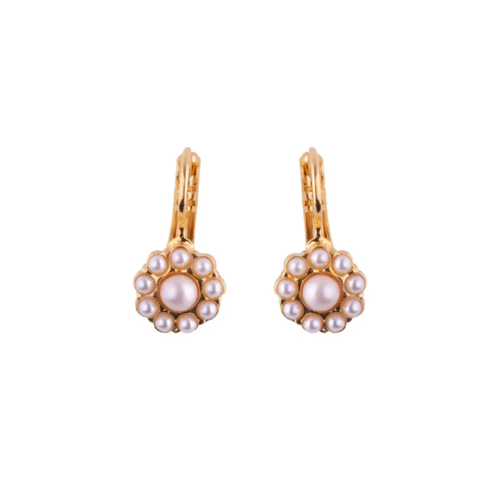 Medium Flower Leverback Earrings in "Pearl" *Custom*