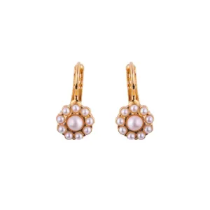 Medium Flower Leverback Earrings in "Pearl" *Custom*