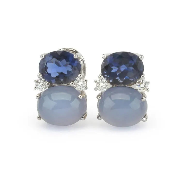 Medium GUM DROP™ Earrings with Peridot and Blue Topaz and Diamonds