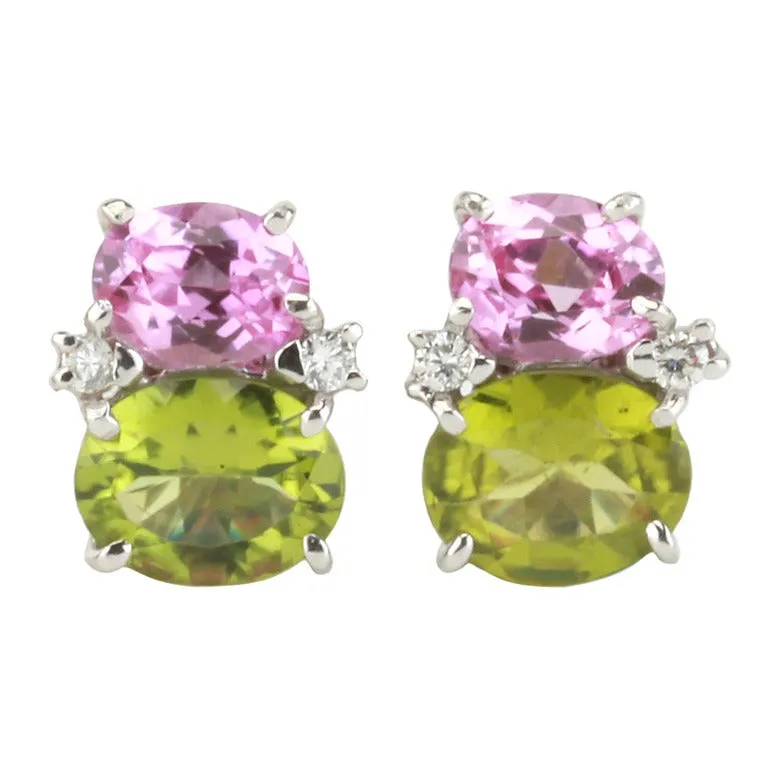 Medium GUM DROP™ Earrings with Peridot and Blue Topaz and Diamonds