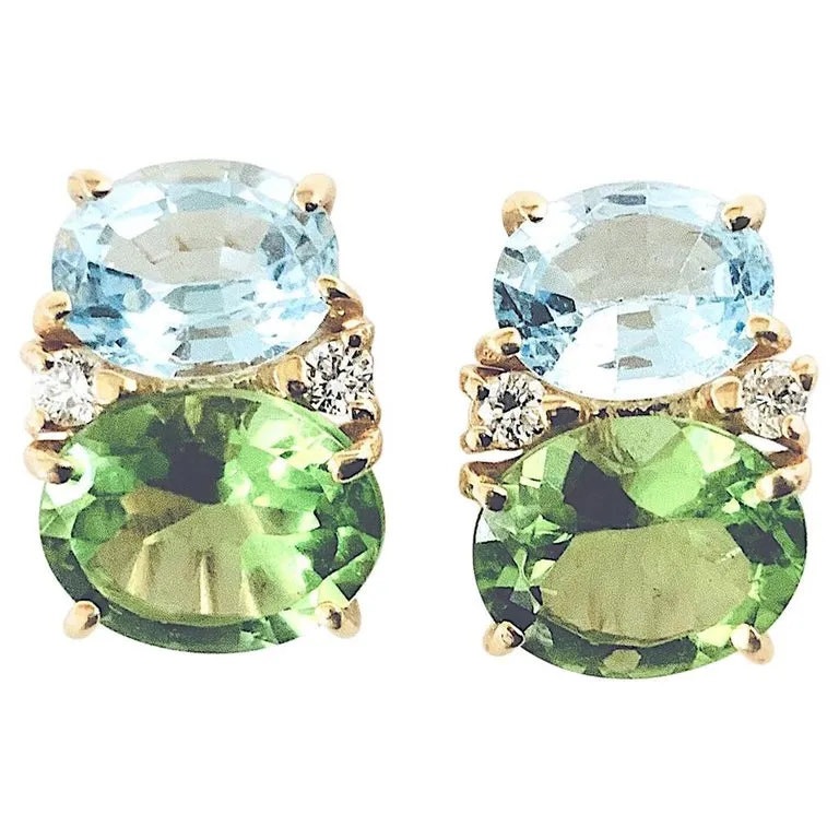 Medium GUM DROP™ Earrings with Peridot and Blue Topaz and Diamonds