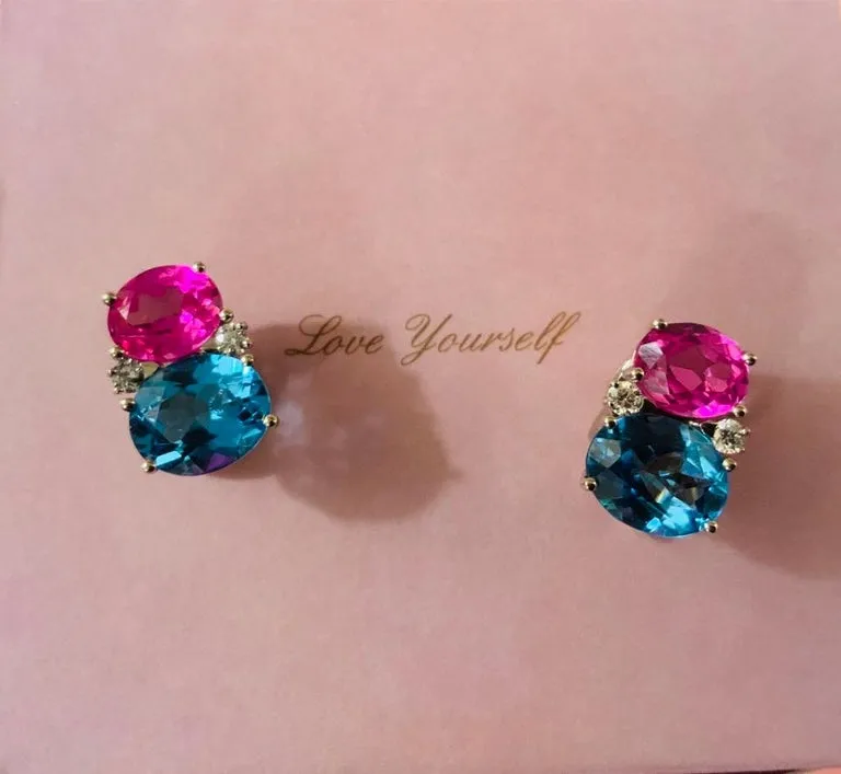 Medium GUM DROP™ Earrings with Peridot and Blue Topaz and Diamonds