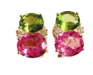 Medium GUM DROP™ Earrings with Peridot and Blue Topaz and Diamonds