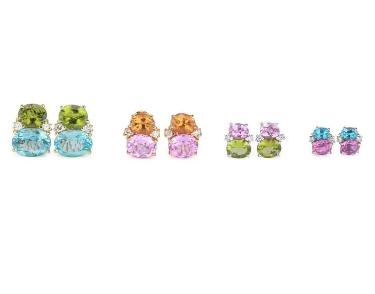 Medium GUM DROP™ Earrings with Peridot and Blue Topaz and Diamonds